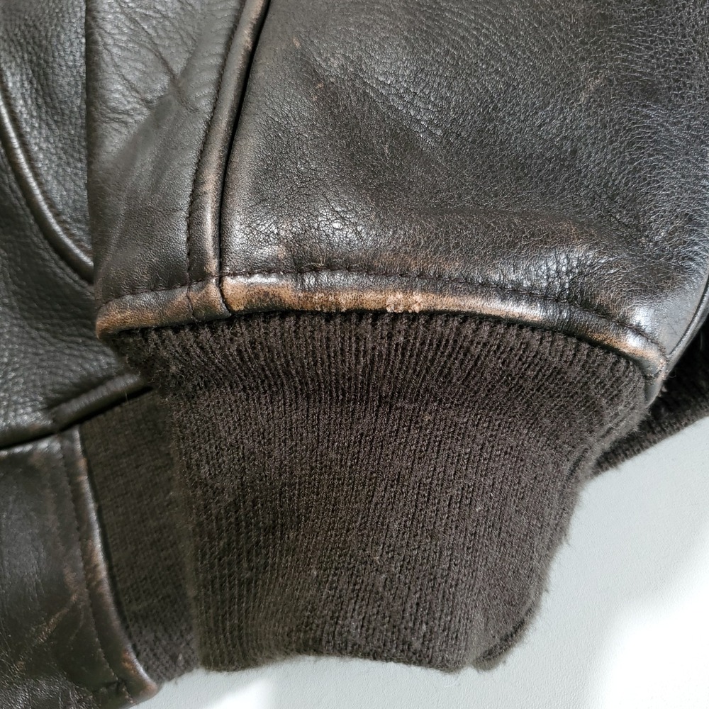 Vintage J Peterman Company Mens XL Leather Bomber Jacket Aviator Brown - Picture 3 of 9